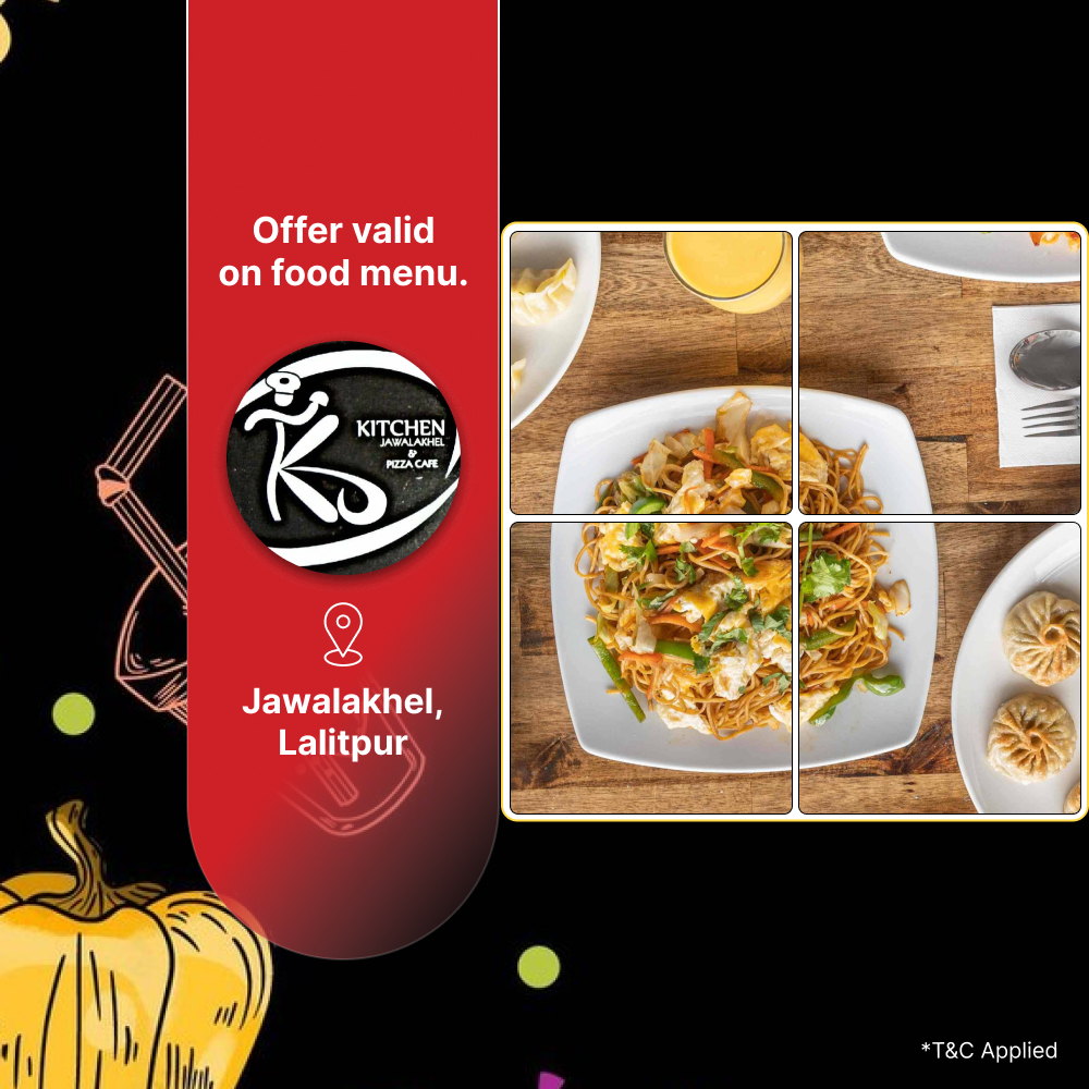 20% off on food menu at Kitchen Jawalakhel and Pizza Cafe